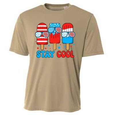 Stay Cool 4th July Popsicle Usa Flag Cooling Performance Crew T-Shirt