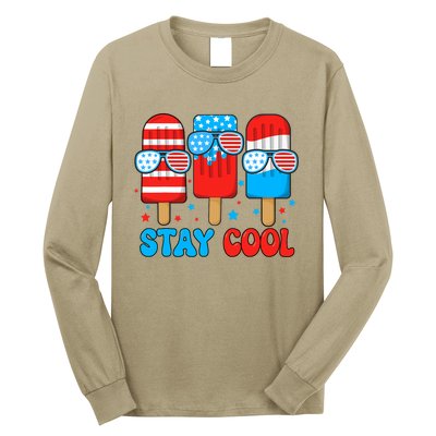 Stay Cool 4th July Popsicle Usa Flag Long Sleeve Shirt