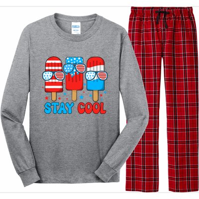 Stay Cool 4th July Popsicle Usa Flag Long Sleeve Pajama Set