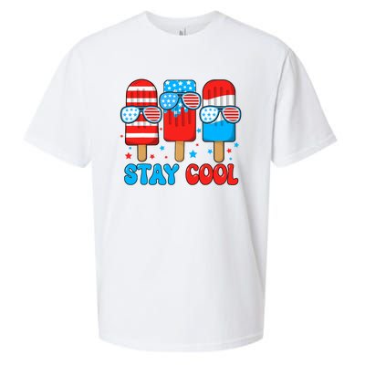 Stay Cool 4th July Popsicle Usa Flag Sueded Cloud Jersey T-Shirt