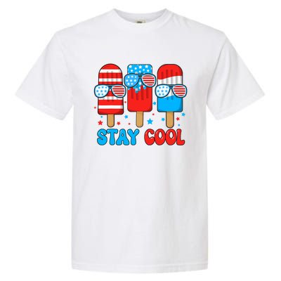 Stay Cool 4th July Popsicle Usa Flag Garment-Dyed Heavyweight T-Shirt