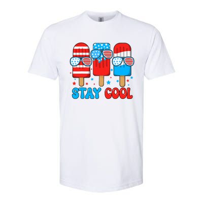 Stay Cool 4th July Popsicle Usa Flag Softstyle CVC T-Shirt