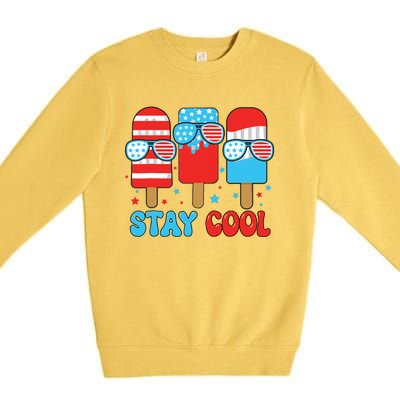 Stay Cool 4th July Popsicle American Flag Premium Crewneck Sweatshirt