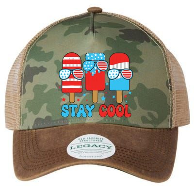 Stay Cool 4th July Popsicle American Flag Legacy Tie Dye Trucker Hat