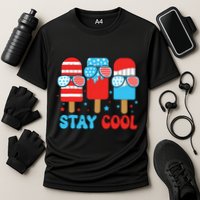 Stay Cool 4th July Popsicle American Flag Cooling Performance Crew T-Shirt