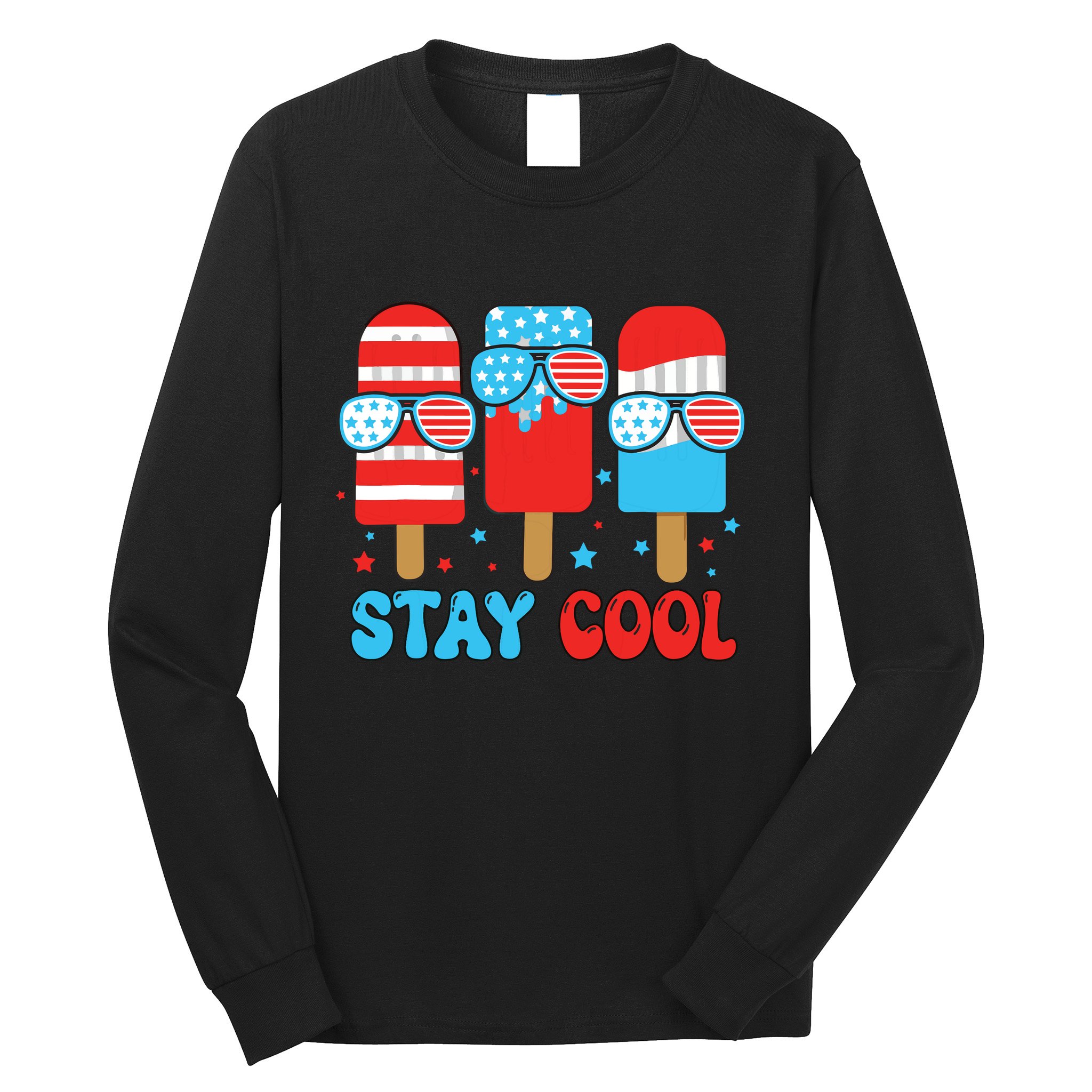 Stay Cool 4th July Popsicle American Flag Long Sleeve Shirt
