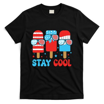 Stay Cool 4th July Popsicle American Flag T-Shirt