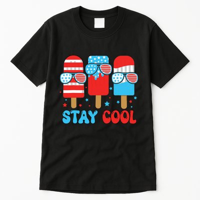 Stay Cool 4th July Popsicle American Flag Tall T-Shirt