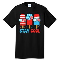 Stay Cool 4th July Popsicle American Flag Tall T-Shirt