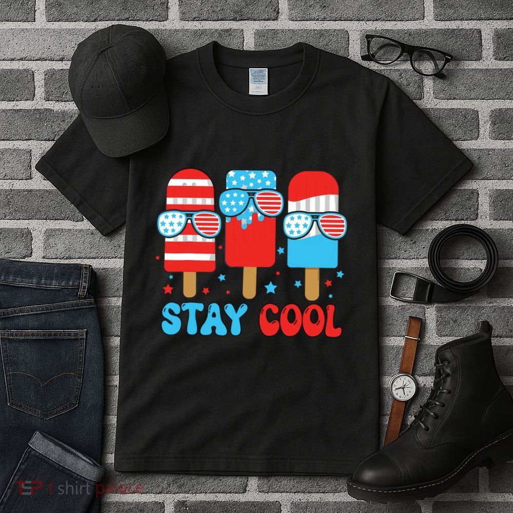 Stay Cool 4th July Popsicle American Flag Tall T-Shirt