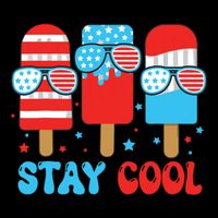 Stay Cool 4th July Popsicle American Flag Button