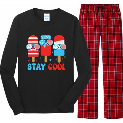 Stay Cool 4th July Popsicle American Flag Long Sleeve Pajama Set