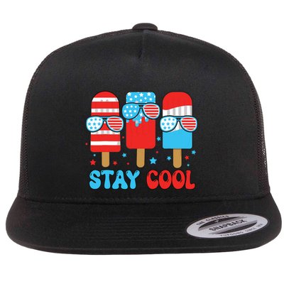 Stay Cool 4th July Popsicle American Flag Flatbill Hat