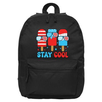 Stay Cool 4th July Popsicle American Flag 16 in Basic Backpack