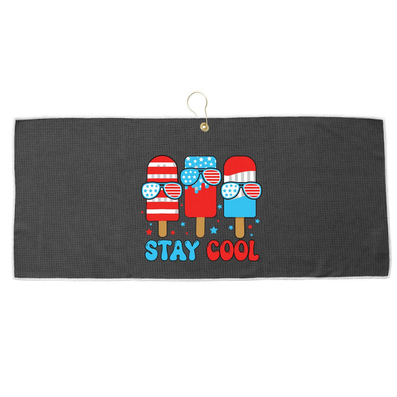 Stay Cool 4th July Popsicle American Flag Large Microfiber Waffle Golf Towel