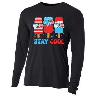 Stay Cool 4th July Popsicle American Flag Cooling Performance Long Sleeve Crew