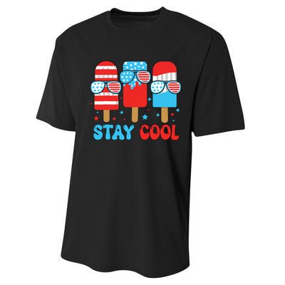 Stay Cool 4th July Popsicle American Flag Performance Sprint T-Shirt