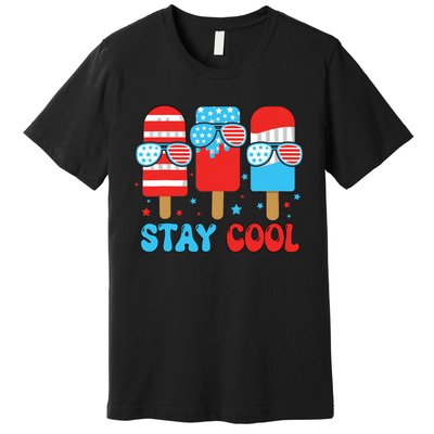 Stay Cool 4th July Popsicle American Flag Premium T-Shirt