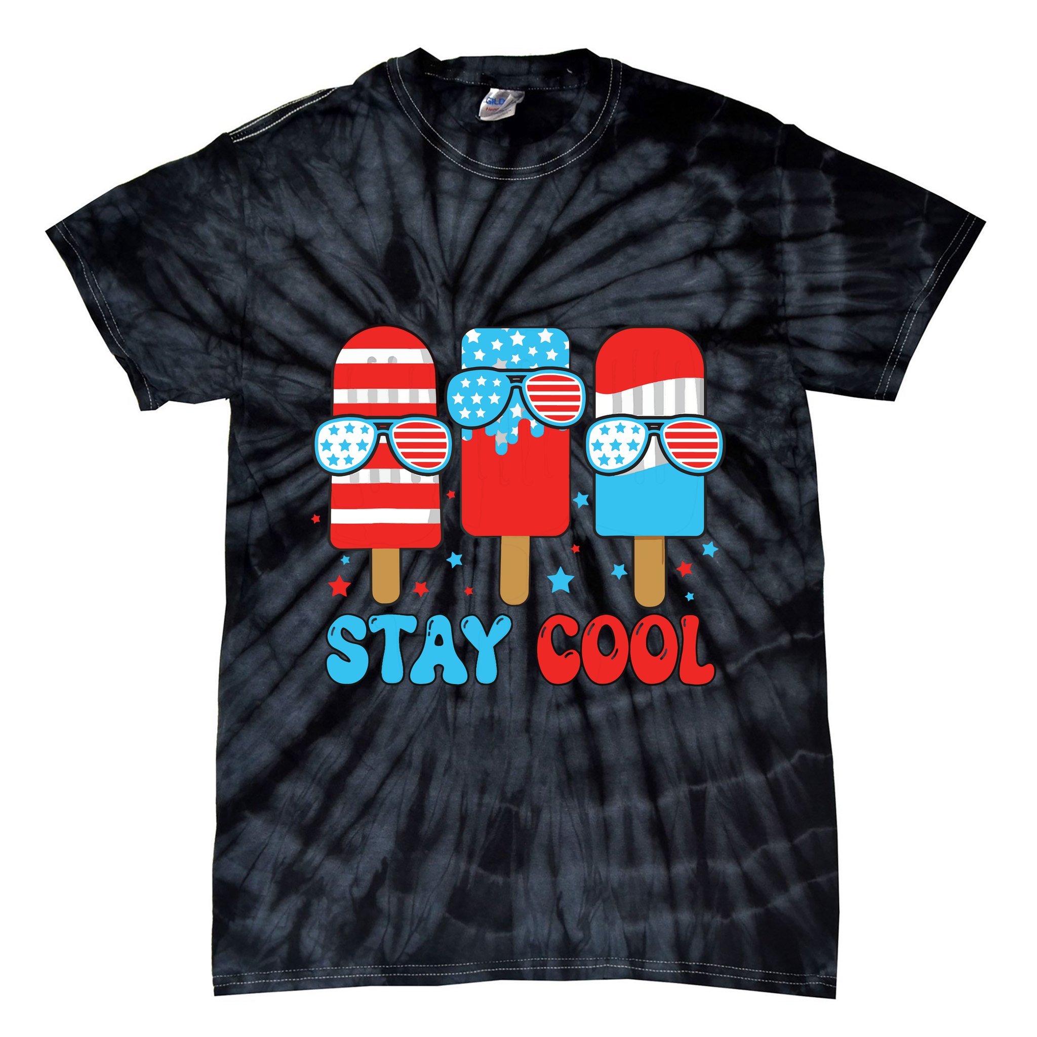 Stay Cool 4th July Popsicle American Flag Tie-Dye T-Shirt
