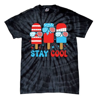 Stay Cool 4th July Popsicle American Flag Tie-Dye T-Shirt