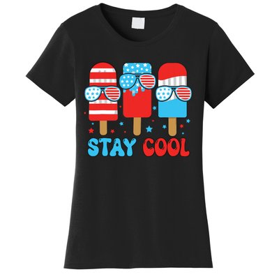 Stay Cool 4th July Popsicle American Flag Women's T-Shirt