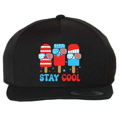 Stay Cool 4th July Popsicle American Flag Wool Snapback Cap