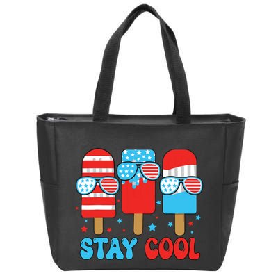 Stay Cool 4th July Popsicle American Flag Zip Tote Bag