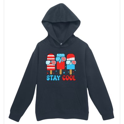 Stay Cool 4th July Popsicle American Flag Urban Pullover Hoodie