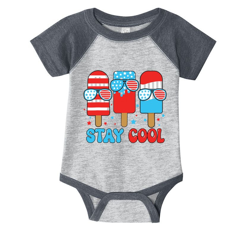 Stay Cool 4th July Popsicle American Flag Infant Baby Jersey Bodysuit