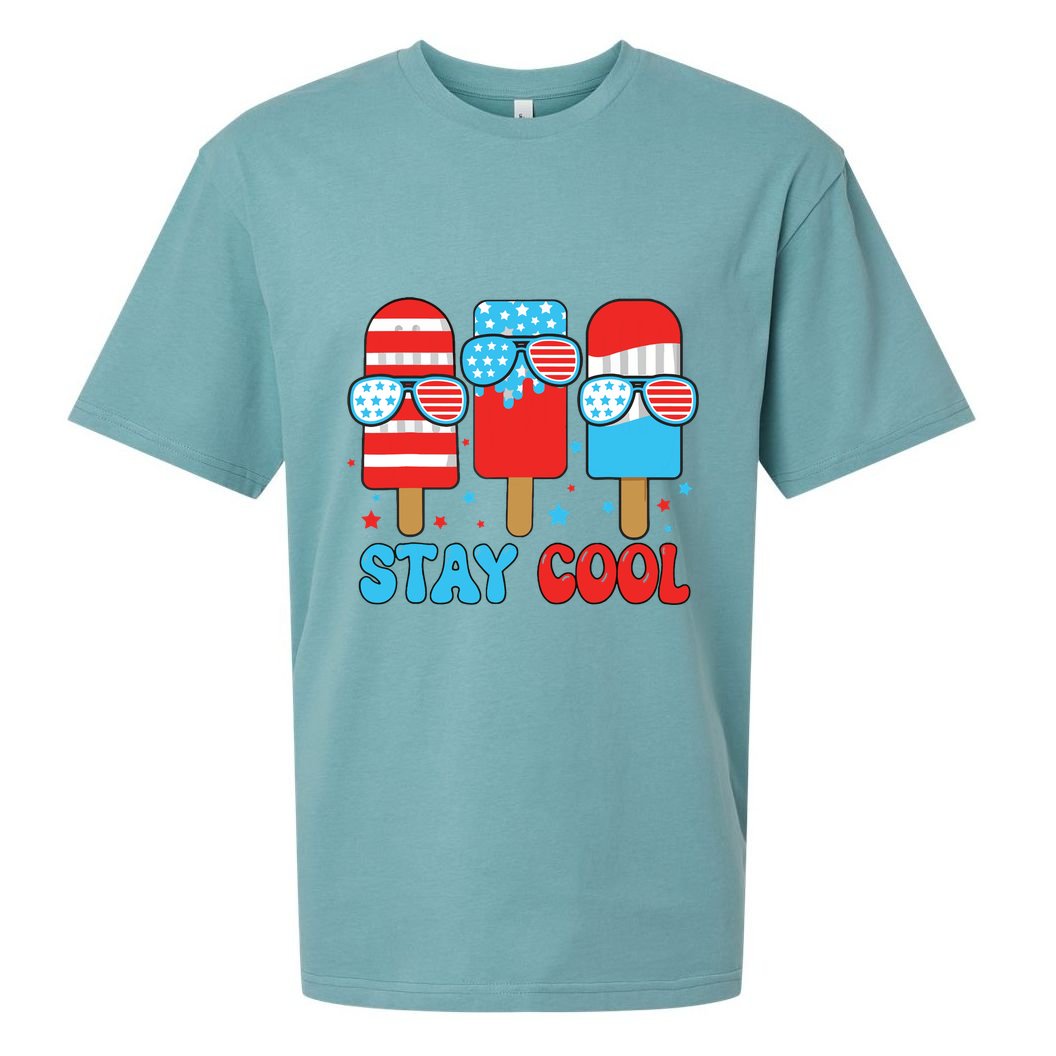 Stay Cool 4th July Popsicle American Flag Sueded Cloud Jersey T-Shirt