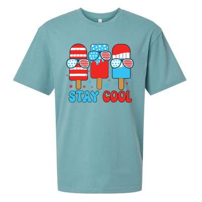 Stay Cool 4th July Popsicle American Flag Sueded Cloud Jersey T-Shirt