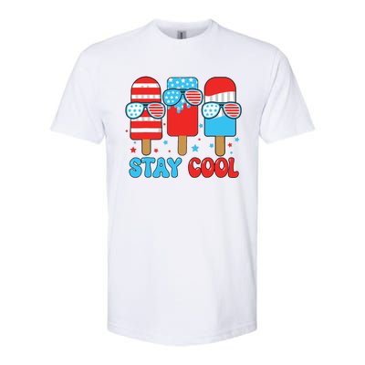 Stay Cool 4th July Popsicle American Flag Softstyle CVC T-Shirt