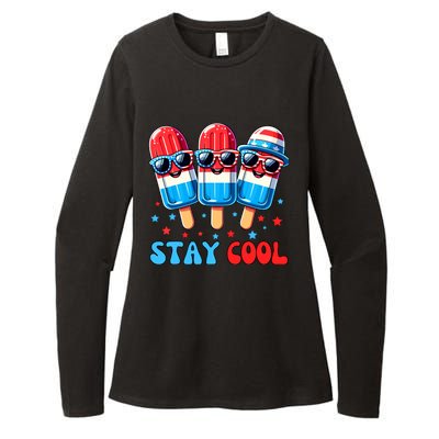 Stay Cool 4th July Popsicle Boy Usa Flag American Womens CVC Long Sleeve Shirt