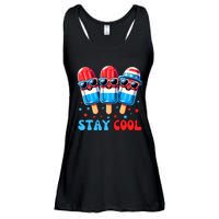 Stay Cool 4th July Popsicle Boy Usa Flag American Ladies Essential Flowy Tank