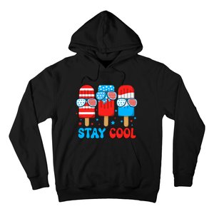 Stay Cool 4th July Usa Flag Funny Popsicle Hoodie