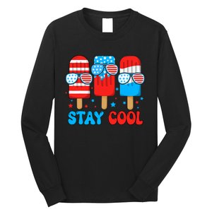 Stay Cool 4th July Usa Flag Funny Popsicle Long Sleeve Shirt