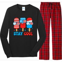 Stay Cool 4th July Usa Flag Funny Popsicle Long Sleeve Pajama Set