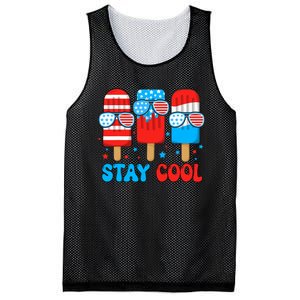 Stay Cool 4th July Usa Flag Funny Popsicle Mesh Reversible Basketball Jersey Tank