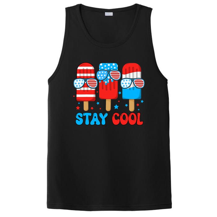 Stay Cool 4th July Usa Flag Funny Popsicle PosiCharge Competitor Tank