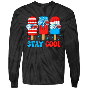 Stay Cool 4th July Usa Flag Funny Popsicle Tie-Dye Long Sleeve Shirt