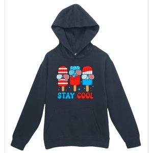 Stay Cool 4th July Usa Flag Funny Popsicle Urban Pullover Hoodie