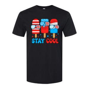 Stay Cool 4th July Usa Flag Funny Popsicle Softstyle CVC T-Shirt