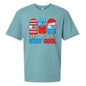 Stay Cool 4th July Usa Flag Funny Popsicle Sueded Cloud Jersey T-Shirt