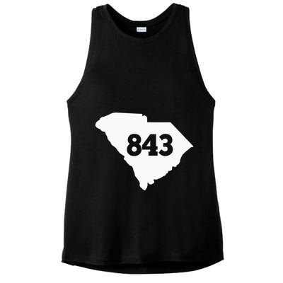 South Carolina 843 Area Code Ladies PosiCharge Tri-Blend Wicking Tank