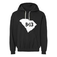 South Carolina 843 Area Code Garment-Dyed Fleece Hoodie