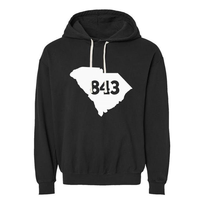 South Carolina 843 Area Code Garment-Dyed Fleece Hoodie