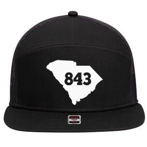 South Carolina 843 Area Code 7 Panel Mesh Trucker Snapback Hat