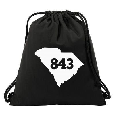 South Carolina 843 Area Code Drawstring Bag