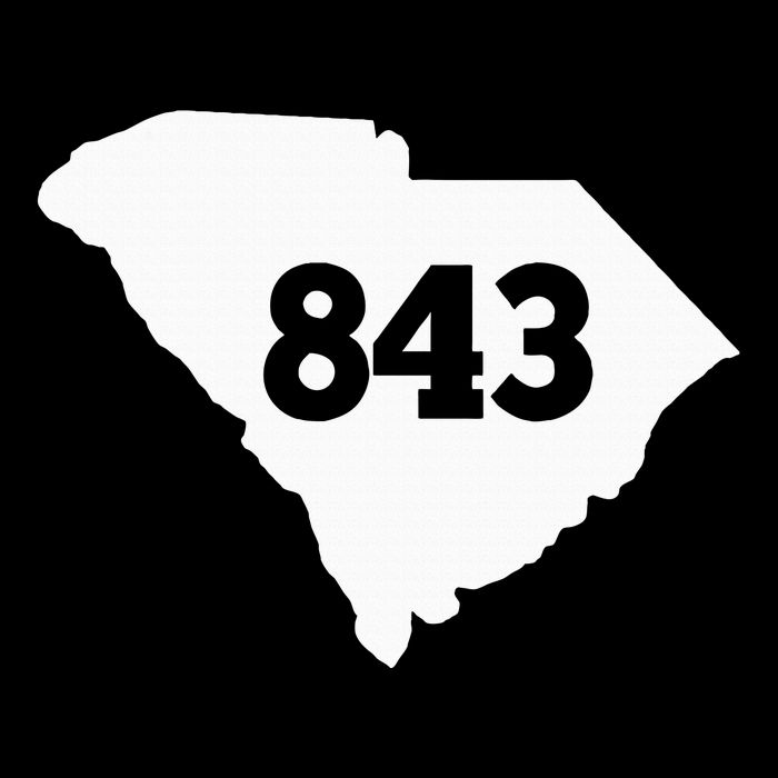 South Carolina 843 Area Code Drawstring Bag
