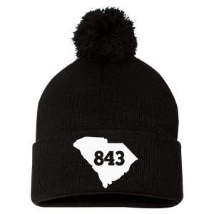 South Carolina 843 Area Code Pom Pom 12in Knit Beanie